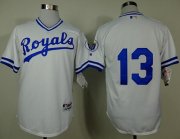 Wholesale Cheap Royals #13 Salvador Perez White 1974 Turn Back The Clock Stitched MLB Jersey