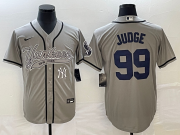 Wholesale Cheap Men's New York Yankees #99 Aaron Judge Gray With Patch Cool Base Stitched Baseball Jersey