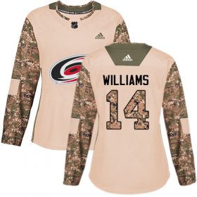 Wholesale Cheap Adidas Hurricanes #14 Justin Williams Camo Authentic 2017 Veterans Day Women\'s Stitched NHL Jersey