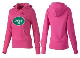 Wholesale Cheap Women\'s New York Jets Logo Pullover Hoodie Pink