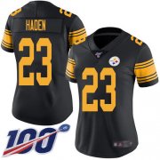 Wholesale Cheap Nike Steelers #23 Joe Haden Black Women's Stitched NFL Limited Rush 100th Season Jersey