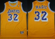 Wholesale Cheap Los Angeles Lakers #32 Magic Nickname Yellow Swingman Throwback Jersey