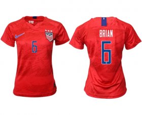 Wholesale Cheap Women\'s USA #6 Brian Away Soccer Country Jersey