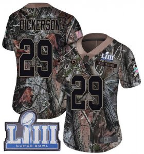 Wholesale Cheap Nike Rams #29 Eric Dickerson Camo Super Bowl LIII Bound Women\'s Stitched NFL Limited Rush Realtree Jersey