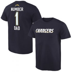Wholesale Cheap Men\'s Los Angeles Chargers Pro Line College Number 1 Dad T-Shirt Navy