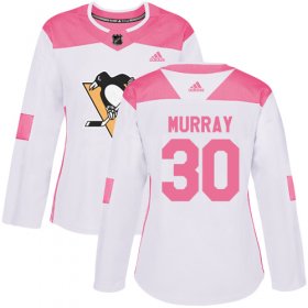 Wholesale Cheap Adidas Penguins #30 Matt Murray White/Pink Authentic Fashion Women\'s Stitched NHL Jersey