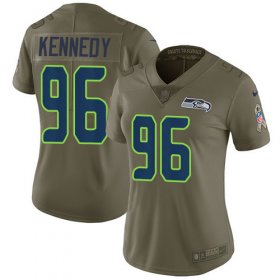 Wholesale Cheap Nike Seahawks #96 Cortez Kennedy Olive Women\'s Stitched NFL Limited 2017 Salute to Service Jersey