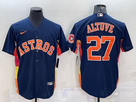 Wholesale Cheap Men\'s Houston Astros #27 Jose Altuve Navy Blue With Patch Stitched MLB Cool Base Nike Jersey