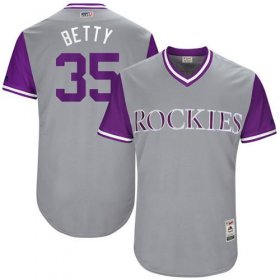 Wholesale Cheap Rockies #35 Chad Bettis Gray \"Betty\" Players Weekend Authentic Stitched MLB Jersey