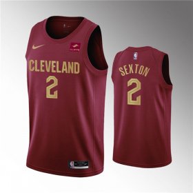 Wholesale Cheap Men\'s Cleveland Cavaliers #2 Collin Sexton Wine Icon Edition Stitched Basketball Jersey