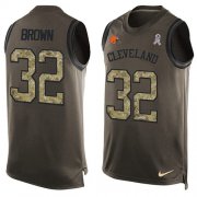 Wholesale Cheap Nike Browns #32 Jim Brown Green Men's Stitched NFL Limited Salute To Service Tank Top Jersey