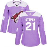 Wholesale Cheap Adidas Coyotes #21 Derek Stepan Purple Authentic Fights Cancer Women's Stitched NHL Jersey