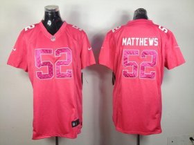 Wholesale Cheap Nike Packers #52 Clay Matthews Pink Sweetheart Women\'s Stitched NFL Elite Jersey