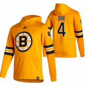 Wholesale Cheap Boston Bruins #4 Bobby Orr Adidas Reverse Retro Pullover Hoodie Gold