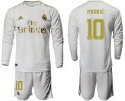 Wholesale Cheap Real Madrid #10 Modric White Home Long Sleeve Soccer Club Jersey