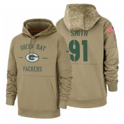 Wholesale Cheap Green Bay Packers #91 Preston Smith Nike Tan 2019 Salute To Service Name & Number Sideline Therma Pullover Hoodie