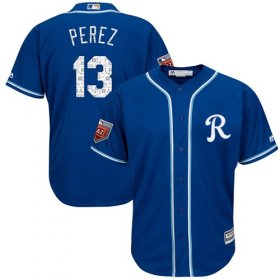 Wholesale Cheap Royals #13 Salvador Perez Royal Blue 2018 Spring Training Cool Base Stitched MLB Jersey