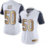 Wholesale Cheap Nike Cowboys #50 Sean Lee White Women's Stitched NFL Limited Gold Rush Jersey