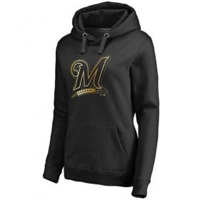 Wholesale Cheap Women\'s Milwaukee Brewers Gold Collection Pullover Hoodie Black