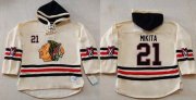 Wholesale Cheap Blackhawks #21 Stan Mikita Cream Heavyweight Pullover Hoodie Stitched NHL Jersey