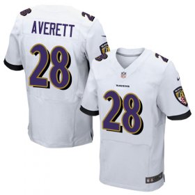 Wholesale Cheap Nike Ravens #28 Anthony Averett White Men\'s Stitched NFL New Elite Jersey