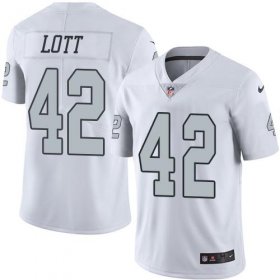 Wholesale Cheap Nike Raiders #42 Ronnie Lott White Men\'s Stitched NFL Limited Rush Jersey