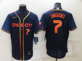 Wholesale Cheap Men\'s Houston Astros #7 Craig Biggio Number 2022 Navy Blue City Connect Cool Base Stitched Jersey