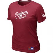 Wholesale Cheap Women's Los Angeles Dodgers Nike Short Sleeve Practice MLB T-Shirt Red