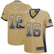 Wholesale Cheap Nike Rams #16 Jared Goff Gold Women's Stitched NFL Elite Drift Fashion Jersey