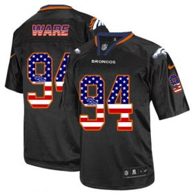 Wholesale Cheap Nike Broncos #94 DeMarcus Ware Black Men\'s Stitched NFL Elite USA Flag Fashion Jersey