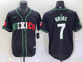 Wholesale Cheap Men\'s Mexico Baseball #7 Julio Urias 2023 Black White World Classic Stitched Jersey