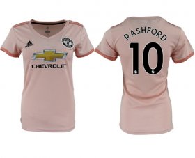 Wholesale Cheap Women\'s Manchester United #10 Rashford Away Soccer Club Jersey