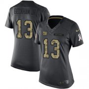 Wholesale Cheap Nike Giants #13 Odell Beckham Jr Black Women's Stitched NFL Limited 2016 Salute to Service Jersey