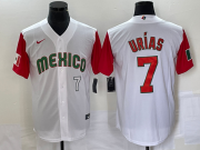 Wholesale Cheap Men's Mexico Baseball #7 Julio Urias Number 2023 White Red World Classic Stitched Jersey20