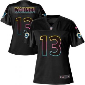 Wholesale Cheap Nike Rams #13 Kurt Warner Black Women\'s NFL Fashion Game Jersey