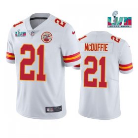 Wholesale Cheap Men\'s Kansas City Chiefs #21 Trent McDuffie White Super Bowl LVII Patch Vapor Untouchable Limited Stitched Jersey