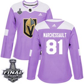 Wholesale Cheap Adidas Golden Knights #81 Jonathan Marchessault Purple Authentic Fights Cancer 2018 Stanley Cup Final Women\'s Stitched NHL Jersey