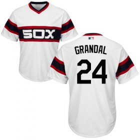 Wholesale Cheap White Sox #24 Yasmani Grandal White New Cool Base Alternate Home Stitched Youth MLB Jersey