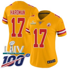 Wholesale Cheap Nike Chiefs #17 Mecole Hardman Gold Super Bowl LIV 2020 Women\'s Stitched NFL Limited Inverted Legend 100th Season Jersey