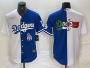 Cheap Men's Los Angeles Dodgers Big Logo White Blue Two Tone Stitched Baseball Jersey