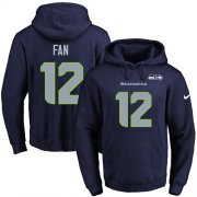 Wholesale Cheap Nike Seahawks #12 Fan Navy Blue Name & Number Pullover NFL Hoodie