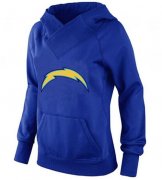 Wholesale Cheap Women's Los Angeles Chargers Logo Pullover Hoodie Blue-1