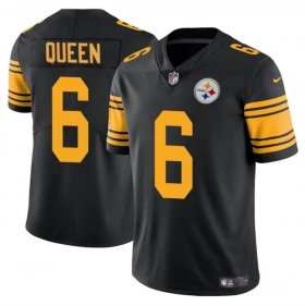 Cheap Men\'s Pittsburgh Steelers #6 Patrick Queen Black Color Rush Vapor Untouchable Limited Football Stitched Jersey