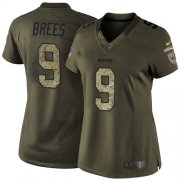 Wholesale Cheap Nike Saints #9 Drew Brees Green Women's Stitched NFL Limited 2015 Salute to Service Jersey