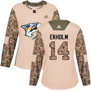 Wholesale Cheap Adidas Predators #14 Mattias Ekholm Camo Authentic 2017 Veterans Day Women's Stitched NHL Jersey