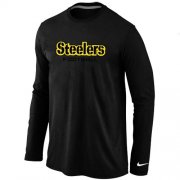 Wholesale Cheap Nike Pittsburgh Steelers Authentic Font Long Sleeve T-Shirt Black