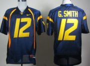 Wholesale Cheap West Virginia Mountaineers #12 Geno Smith Navy Blue Jersey