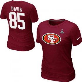 Wholesale Cheap Women\'s Nike San Francisco 49ers #85 Vernon Davis Name & Number Super Bowl XLVII T-Shirt Red