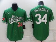 Wholesale Cheap Men's Los Angeles Dodgers #34 Fernando Valenzuela Green With Los 2021 Mexican Heritage Stitched Baseball Jersey