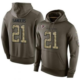 Wholesale Cheap NFL Men\'s Nike Atlanta Falcons #21 Deion Sanders Stitched Green Olive Salute To Service KO Performance Hoodie